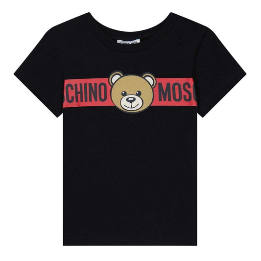Black - Front - Moschino Childrens-Kids Bear Logo T-Shirt