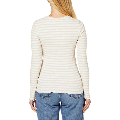 Oatmeal - Back - Selected Femme Womens-Ladies Striped Long-Sleeved T-Shirt