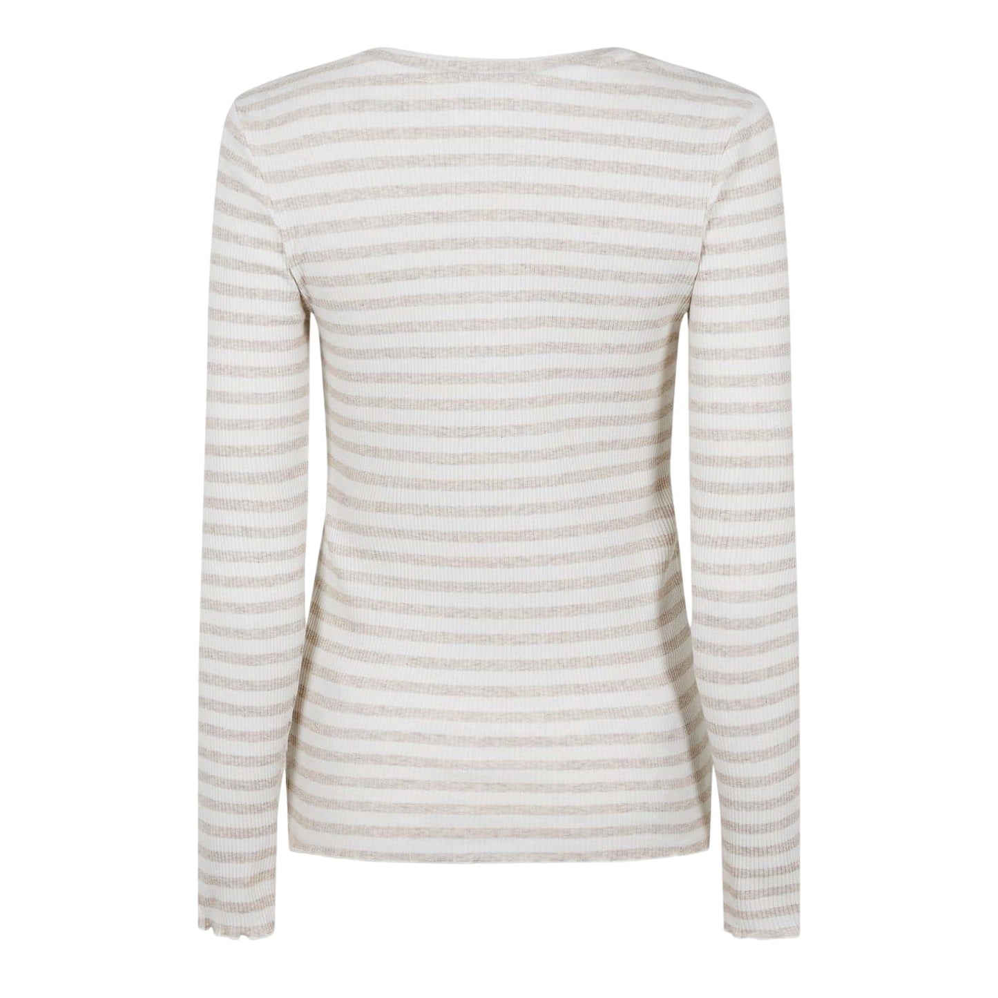 Oatmeal - Front - Selected Femme Womens-Ladies Striped Long-Sleeved T-Shirt