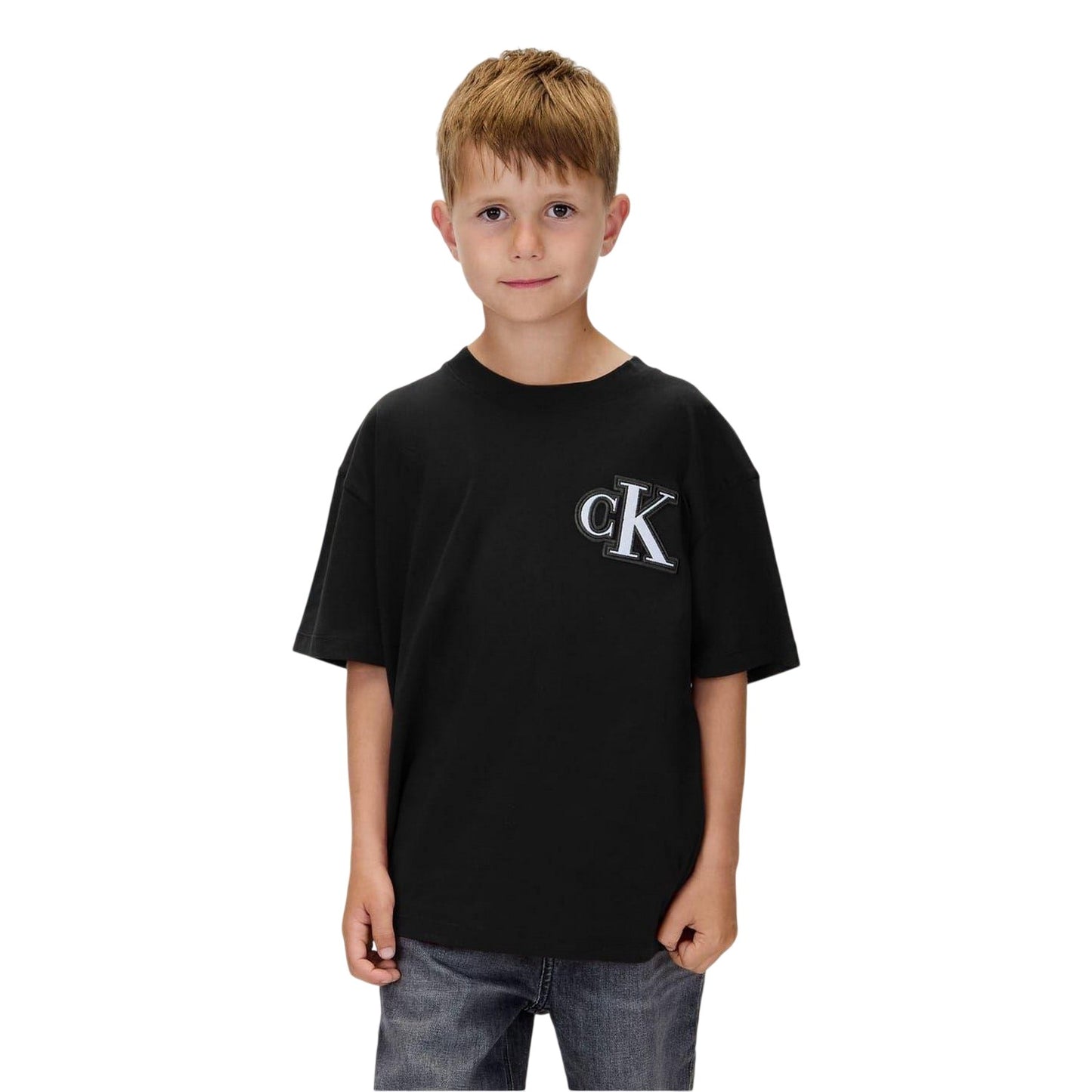 Black - Side - Calvin Klein Childrens-Kids Logo T-Shirt