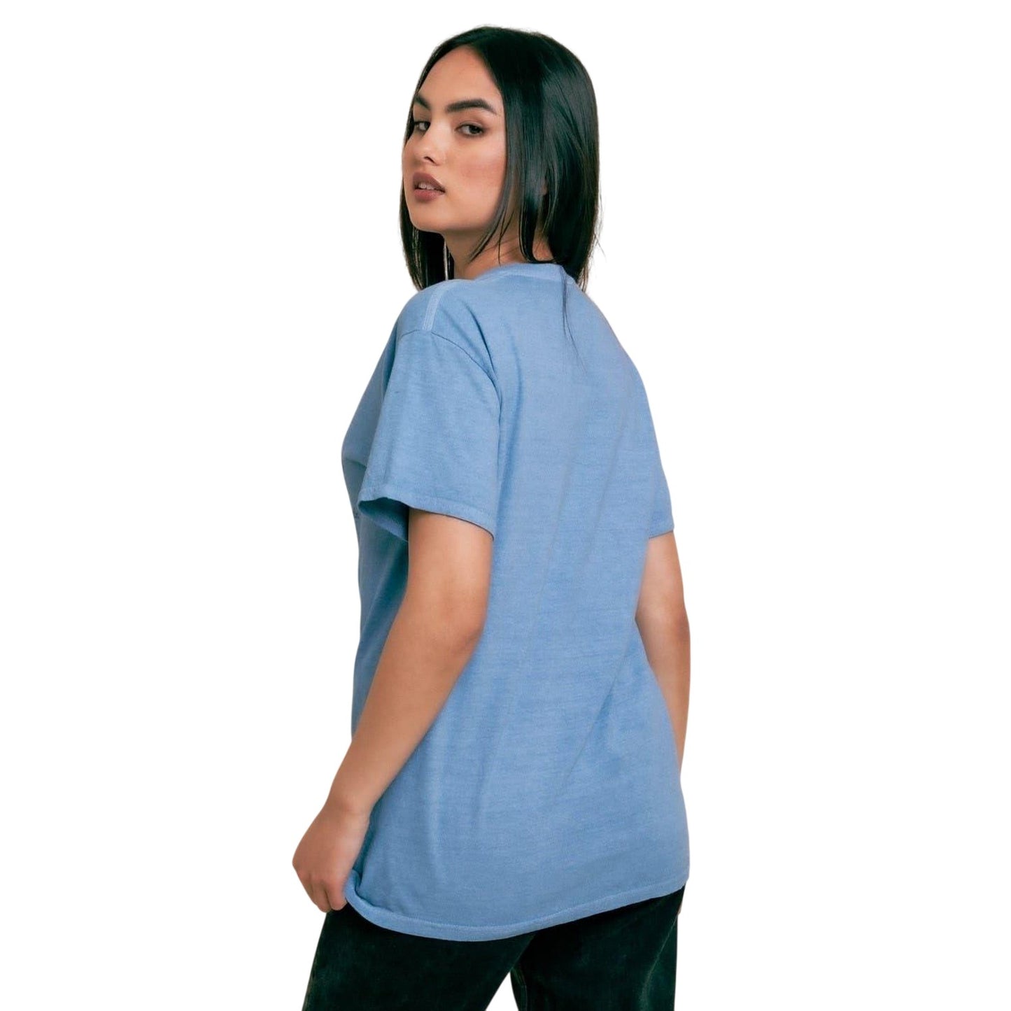 Washed Blue - Back - Daisy Street Womens-Ladies Magic Lettering Crew Neck T-Shirt