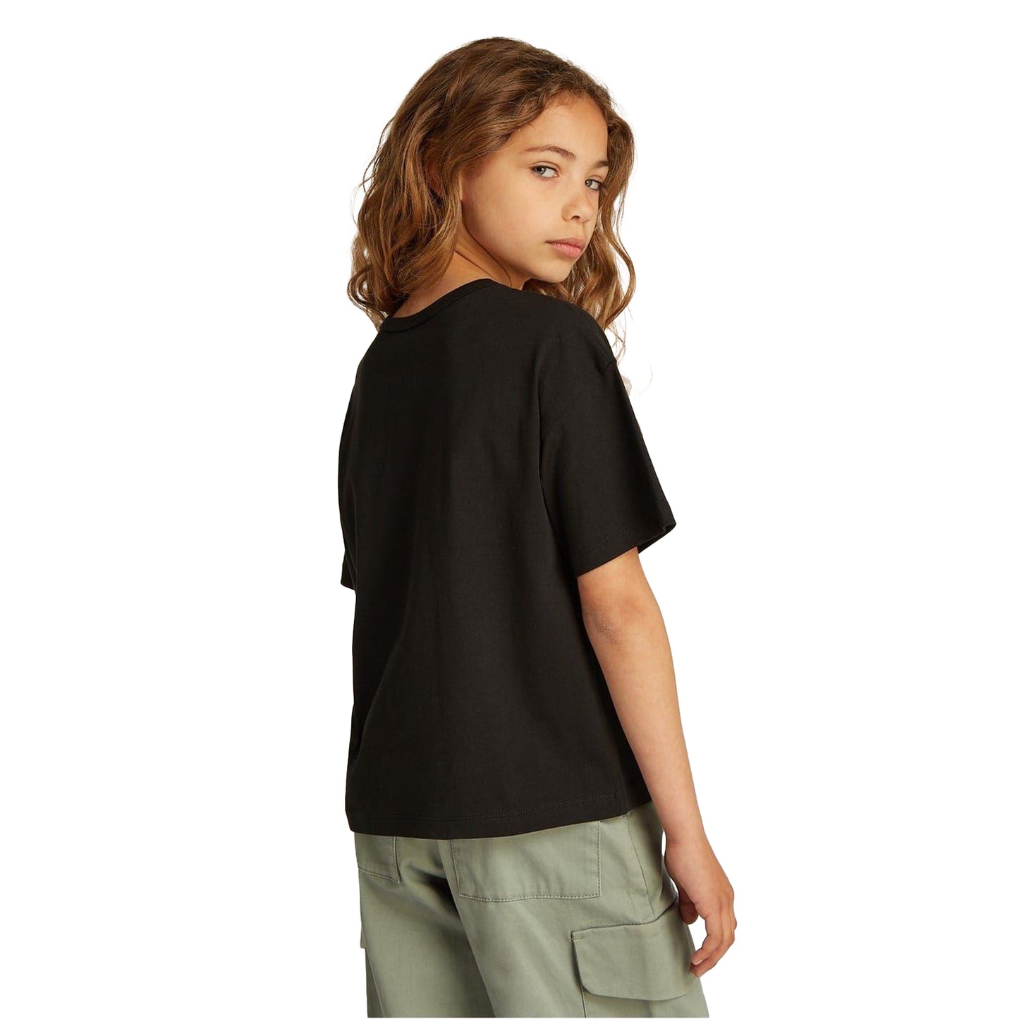 Black - Lifestyle - Calvin Klein Girls Glitter Logo Crew Neck T-Shirt