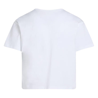 White - Back - Calvin Klein Girls Glitter Logo Crew Neck T-Shirt