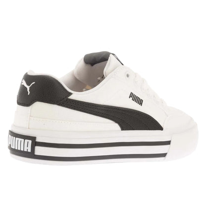 Black-White - Back - Puma Childrens-Kids Court Classic Vulc Trainers