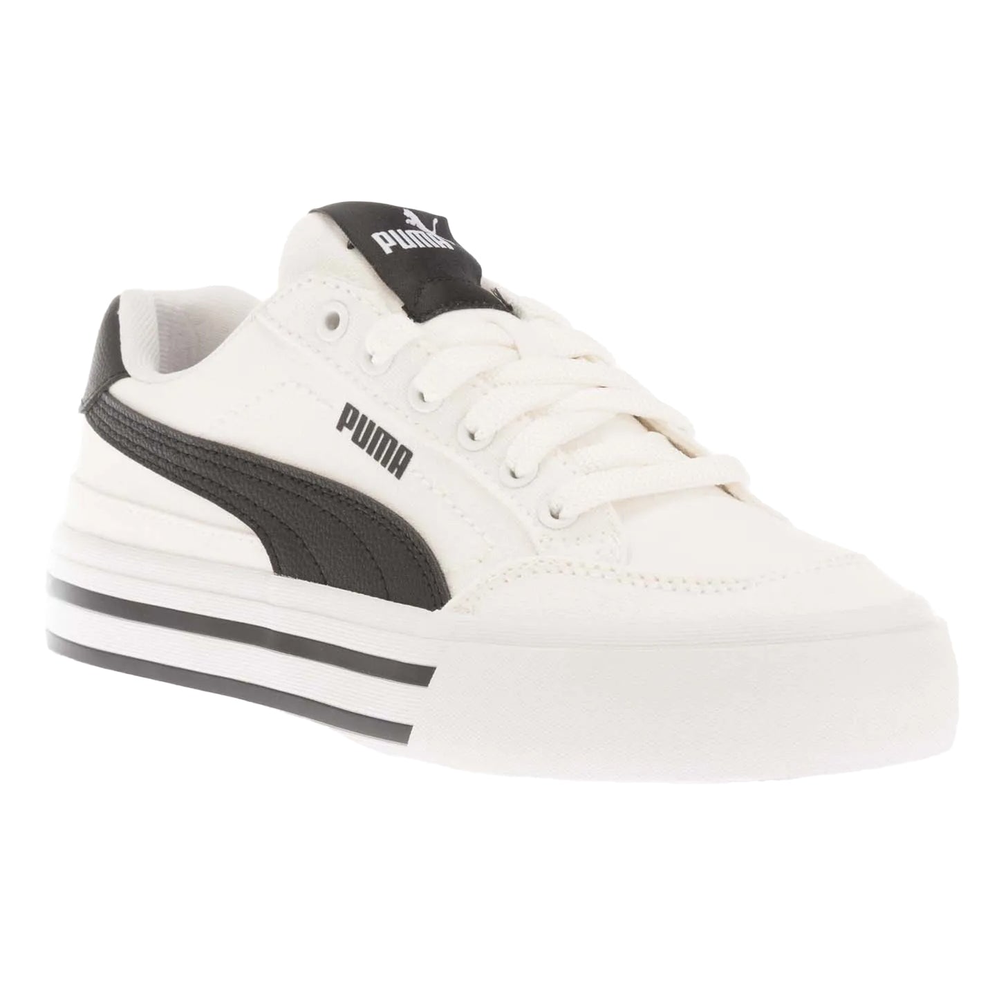 Black-White - Front - Puma Childrens-Kids Court Classic Vulc Trainers