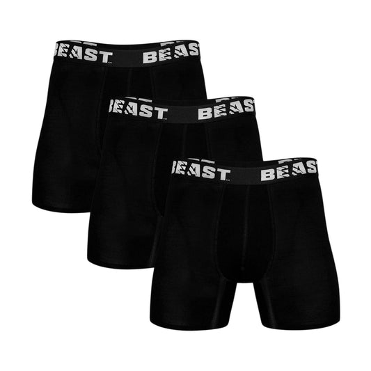 Black - Front - BEAST Mens Plain Bamboo Boxer Shorts (Pack of 3)