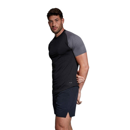 Black Marl - Side - Canterbury Mens Elt Crew Neck Slim Raglan Athletic T-Shirt