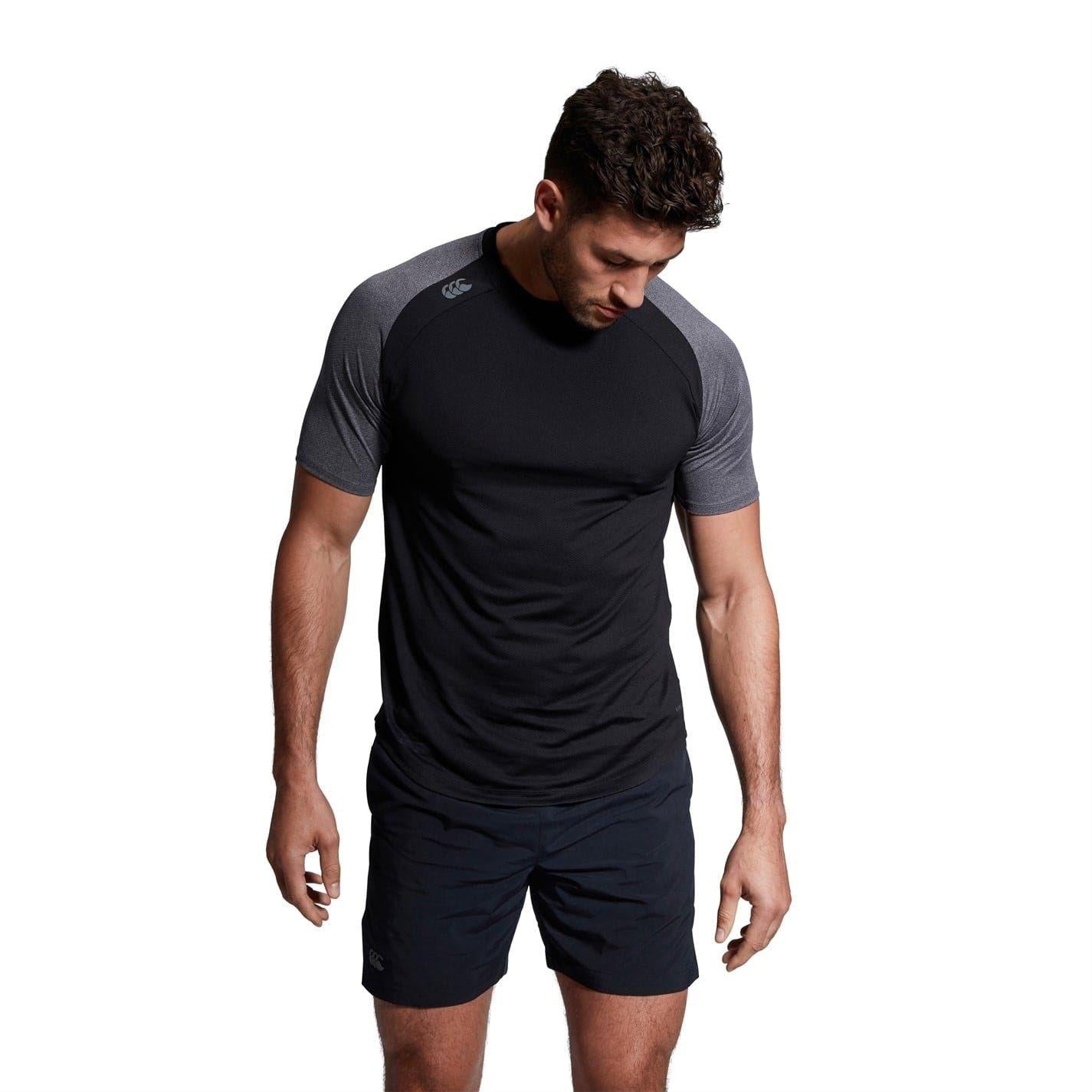 Black Marl - Lifestyle - Canterbury Mens Elt Crew Neck Slim Raglan Athletic T-Shirt