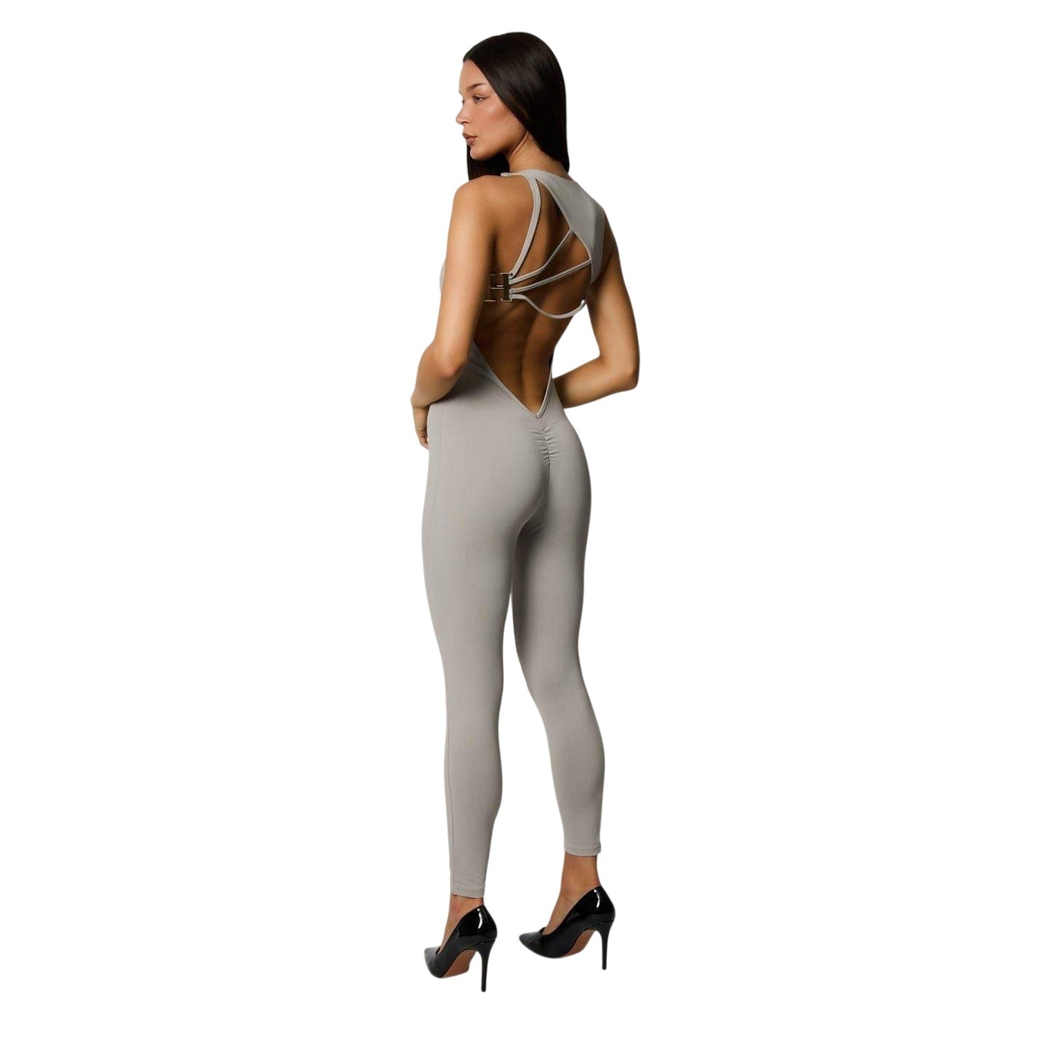 Grey - Back - Honeyz Womens-Ladies Slim Sleeveless Jumpsuit