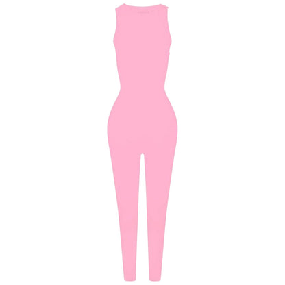 Pink - Front - Honeyz Womens-Ladies Slim Sleeveless Jumpsuit