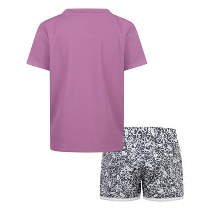 Smoke Grey-Purple - Back - Nike Childrens-Kids Game Swoosh T-Shirt & Shorts Set