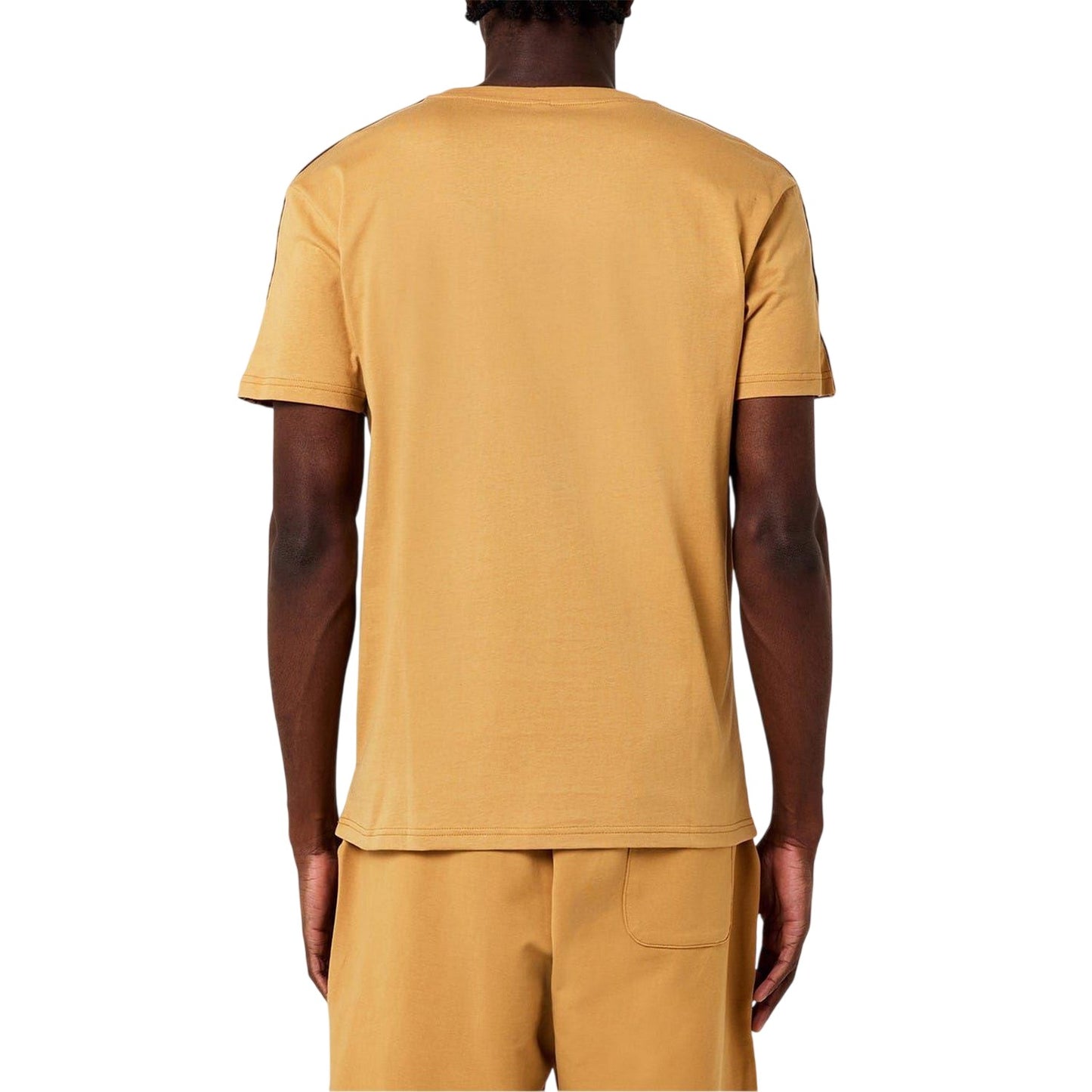 Brown - Back - Moschino Mens Tape Lettering Logo Regular T-Shirt
