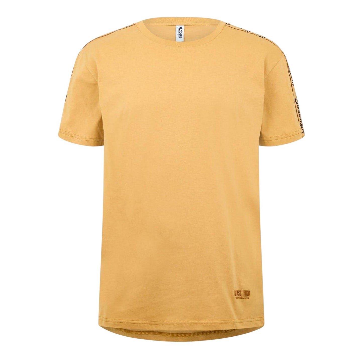 Brown - Front - Moschino Mens Tape Lettering Logo Regular T-Shirt