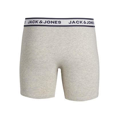Light Grey Melange - Back - Jack And Jones Mens Plus Boxer Briefs (Pack of 3)