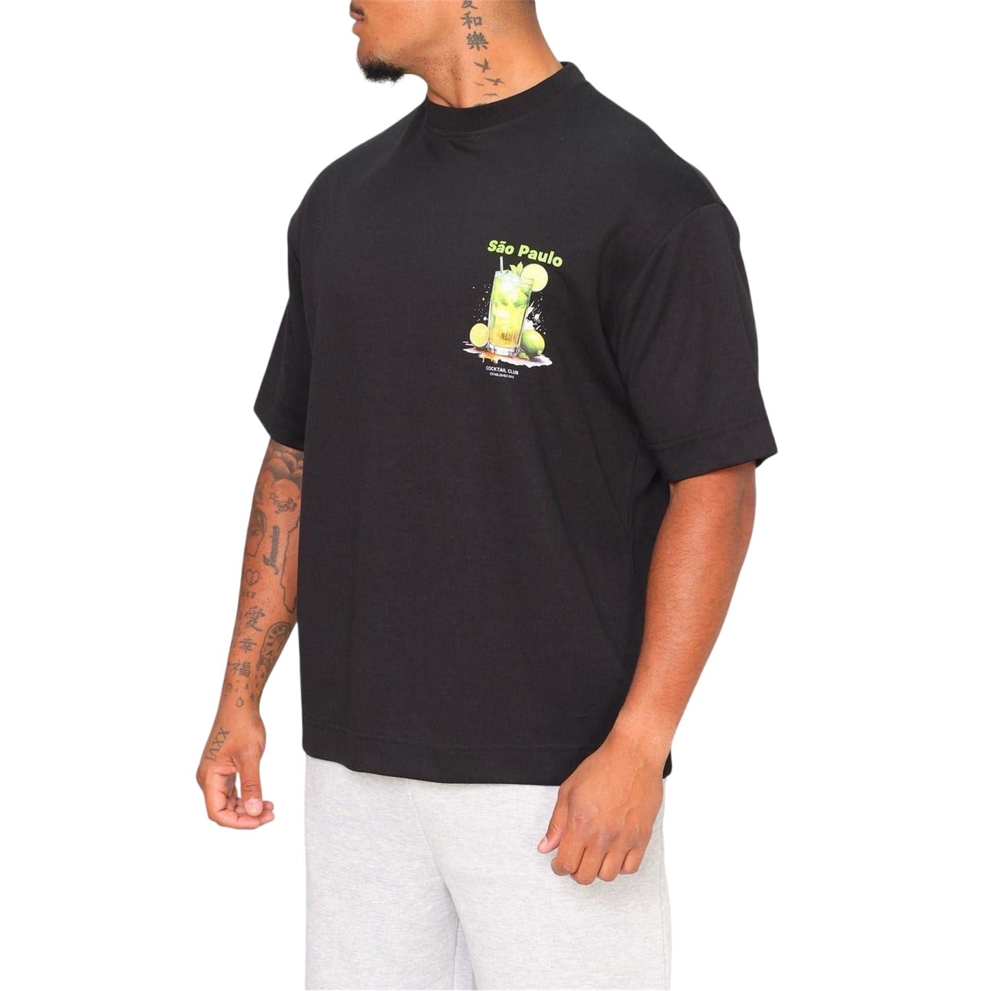 Black - Side - Rose London Unisex Adult Sao Paulo Graphic Print T-Shirt