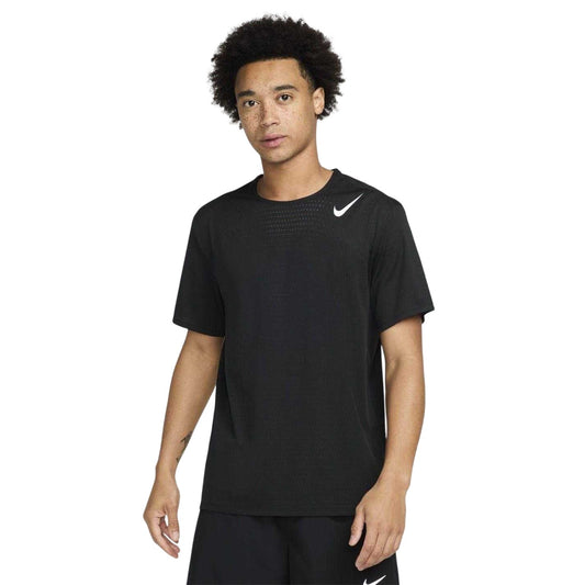 Black-White - Front - Nike Mens Aero Swoosh Short-Sleeved Top
