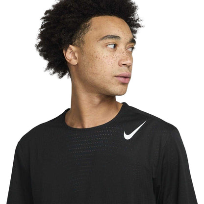 Black-White - Side - Nike Mens Aero Swoosh Short-Sleeved Top