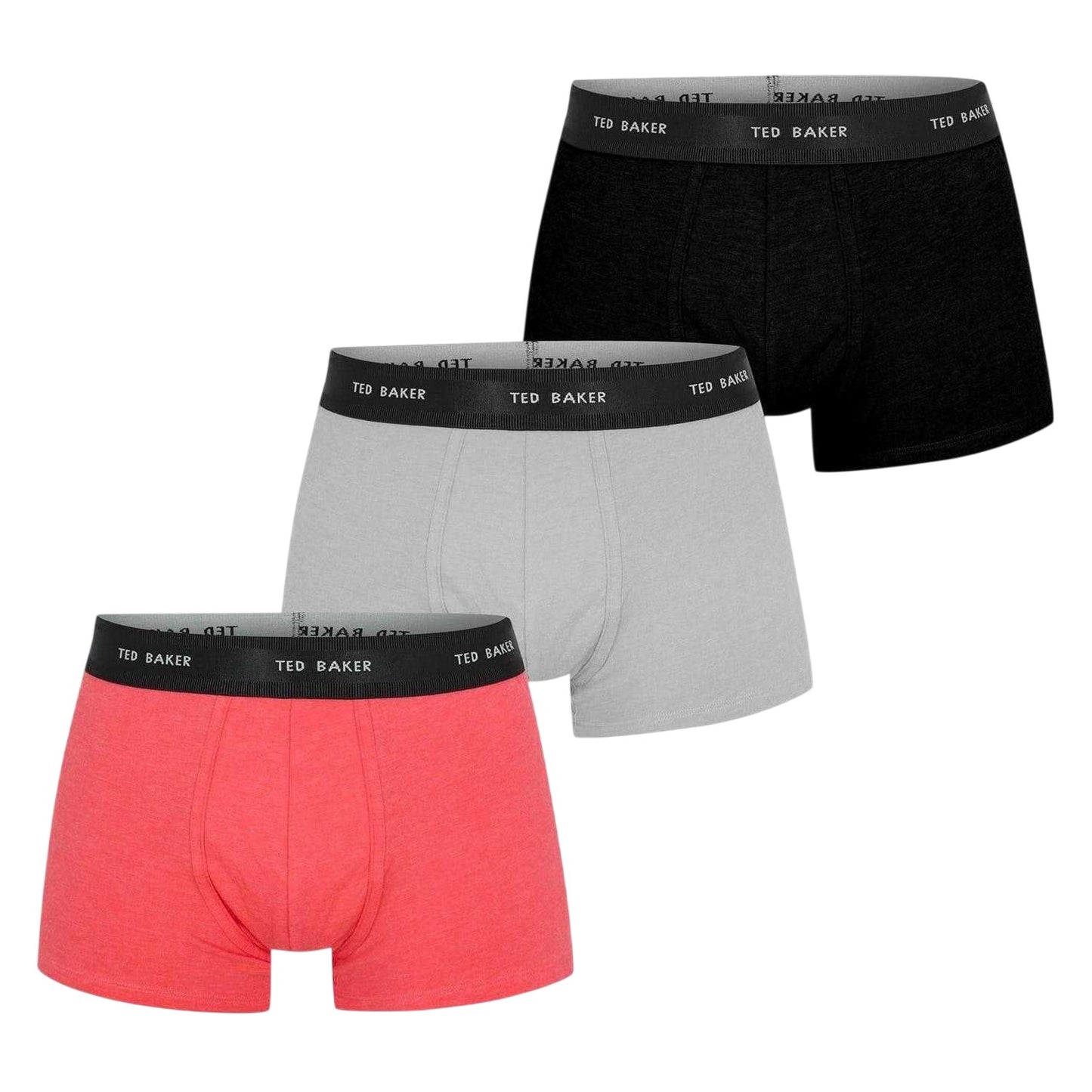Black-Grey-Red - Front - Ted Baker Mens Plain Boxer Briefs (Pack of 3)