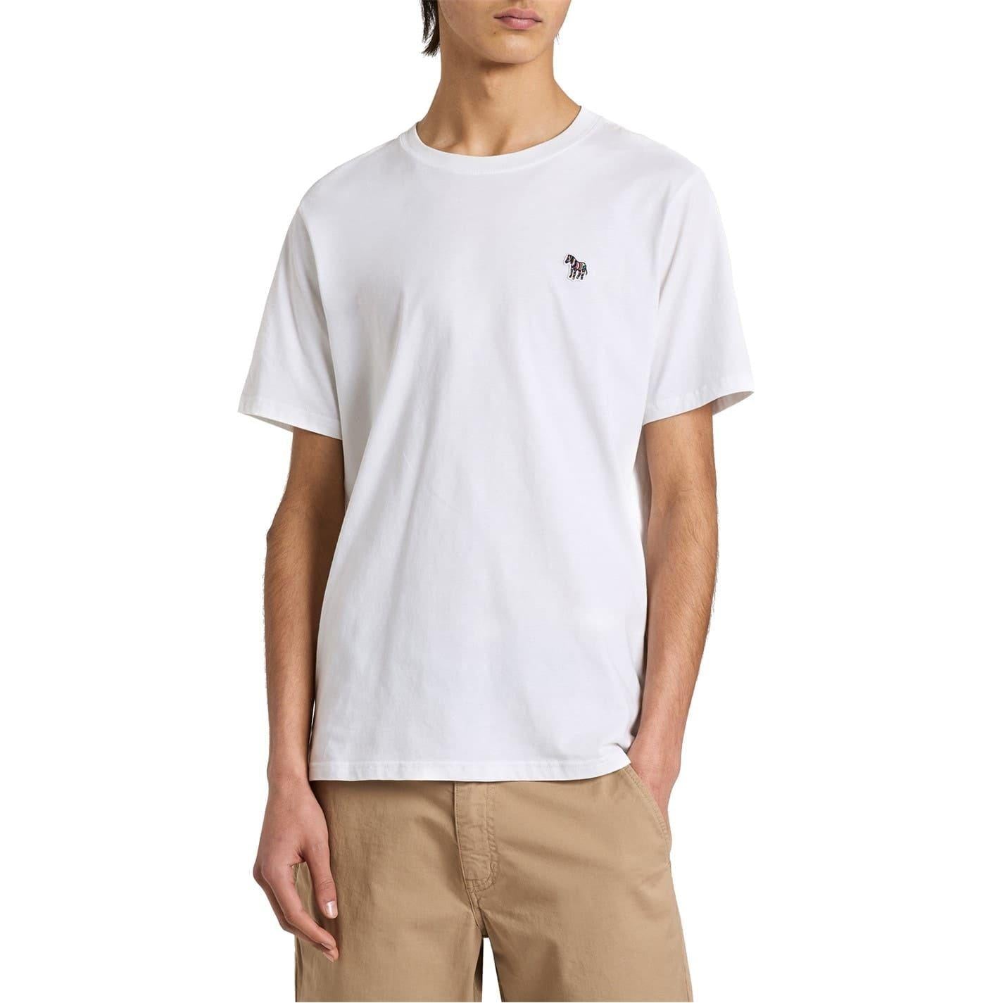 White - Front - Paul Smith Mens Embroidered Motif Cotton T-Shirt