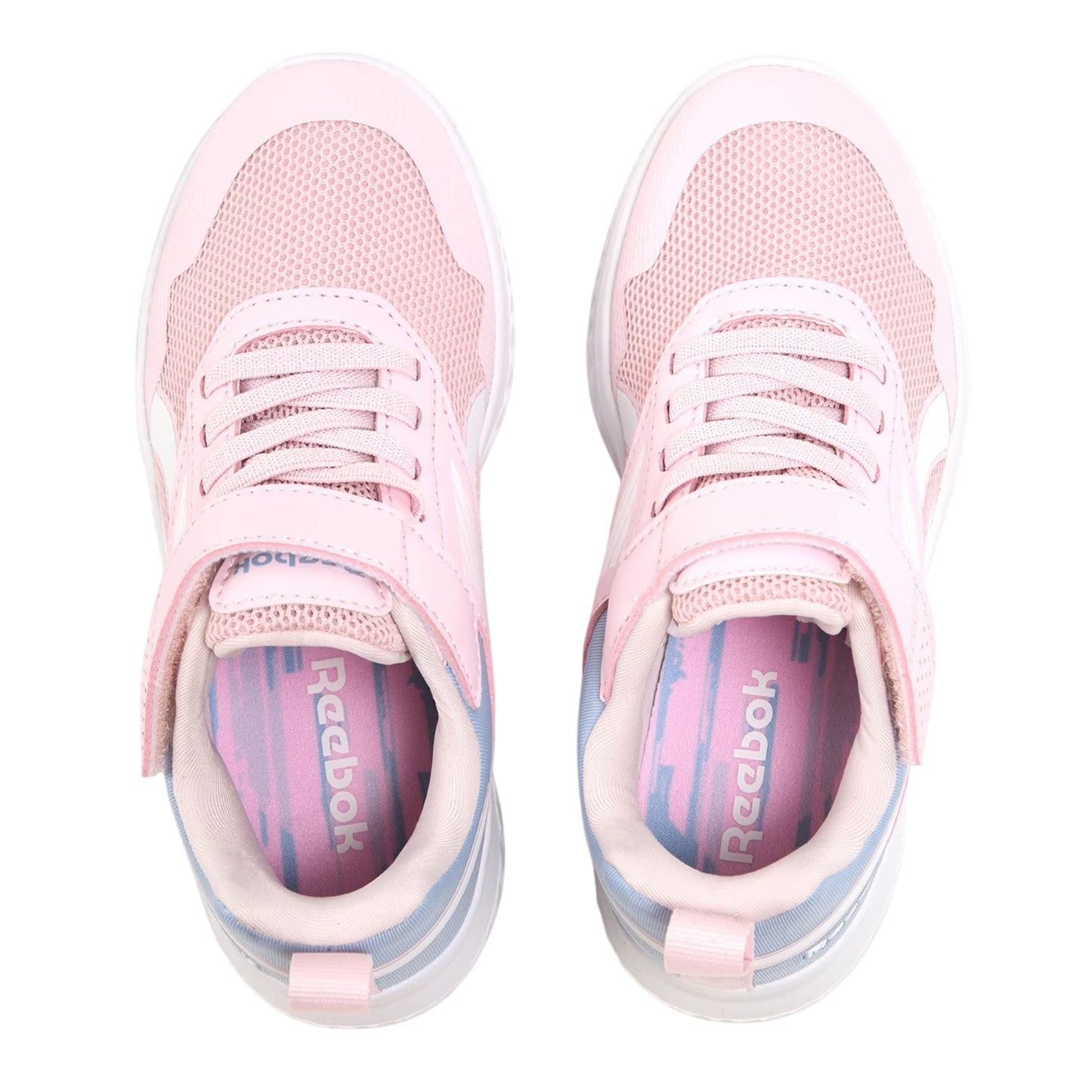 Pink-Blue-White - Side - Reebok Childrens-Kids Rush Runner 5 Trainers