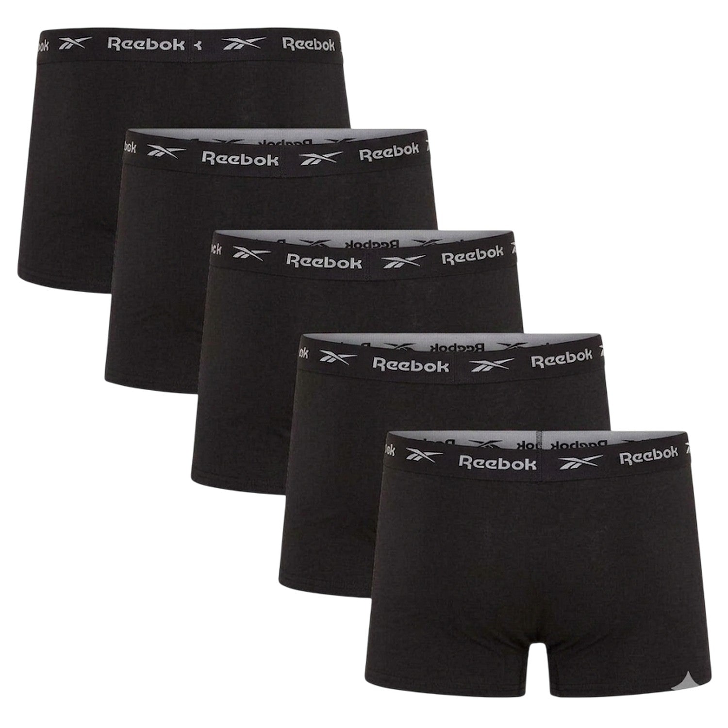 Black - Back - Reebok Mens Jersey Boxer Briefs (Pack of 5)