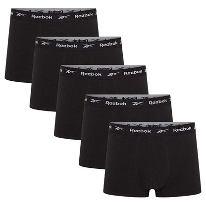 Black - Front - Reebok Mens Jersey Boxer Briefs (Pack of 5)