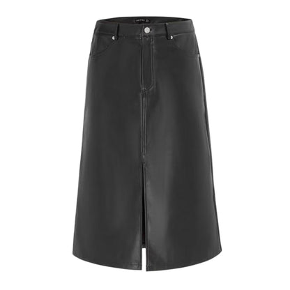 Black - Front - I Saw It First Womens-Ladies Faux Leather Slim Pencil Skirt