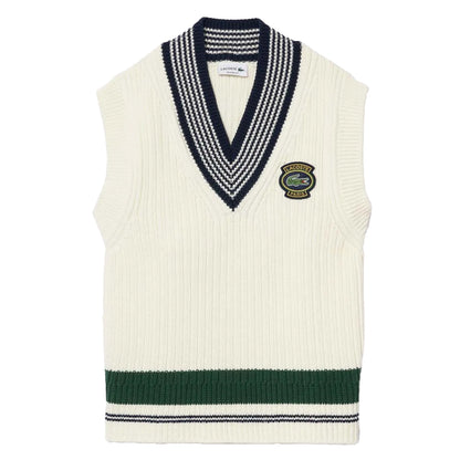 Cream - Front - Lacoste Mens Accent Badge Heavy Cotton Tennis Sweatshirt