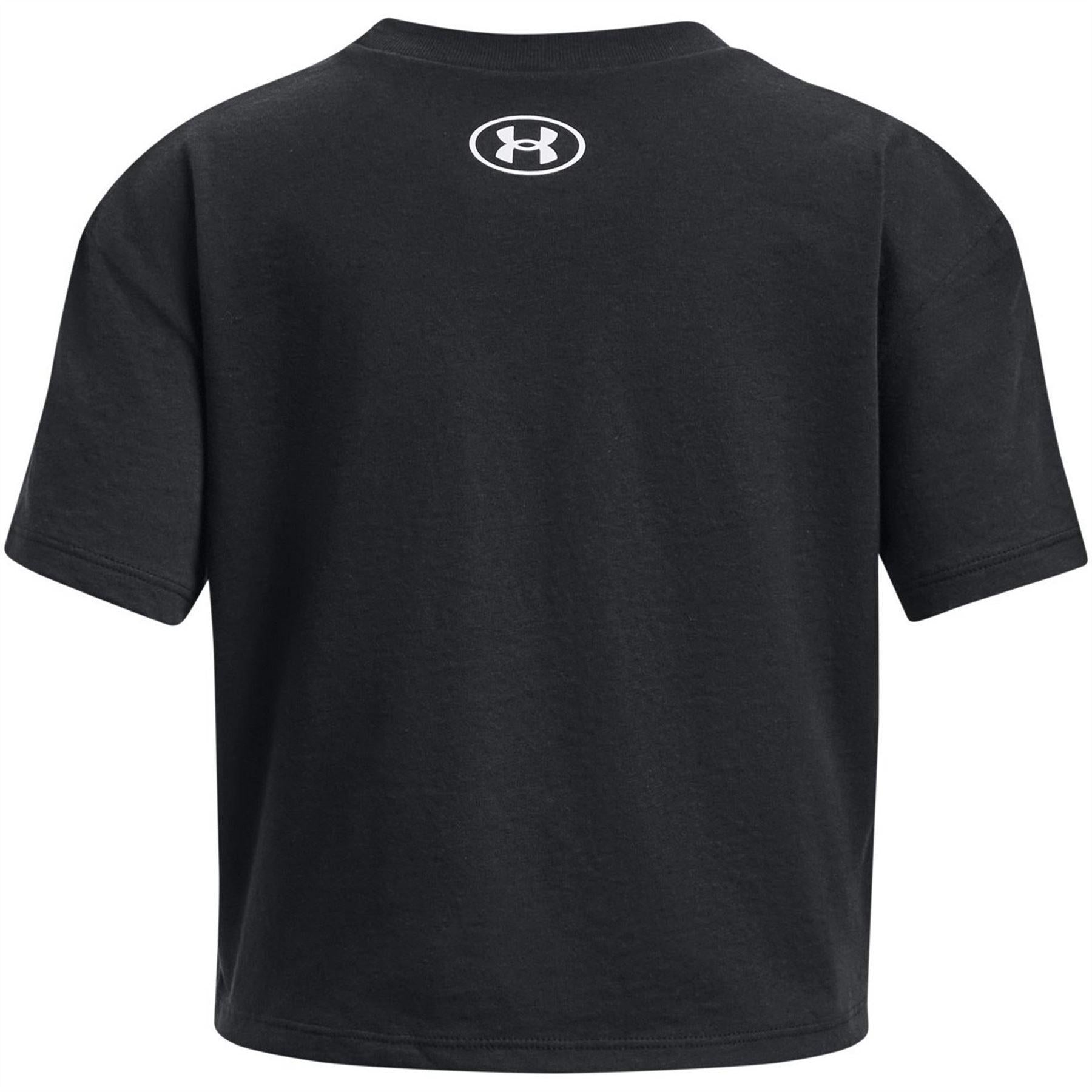 Black - Back - Under Armour Childrens-Kids Sportstyle Logo Crop T-Shirt