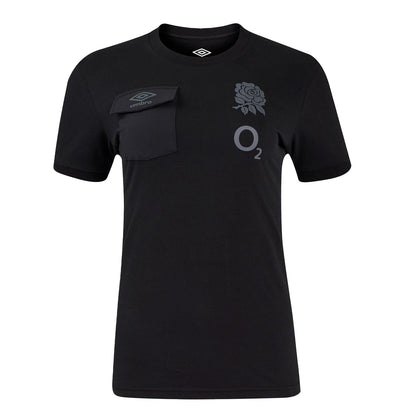 Black - Front - Umbro Childrens-Kids Presentation England Rugby Cotton T-Shirt