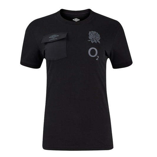 Black - Front - Umbro Childrens-Kids Presentation England Rugby Cotton T-Shirt