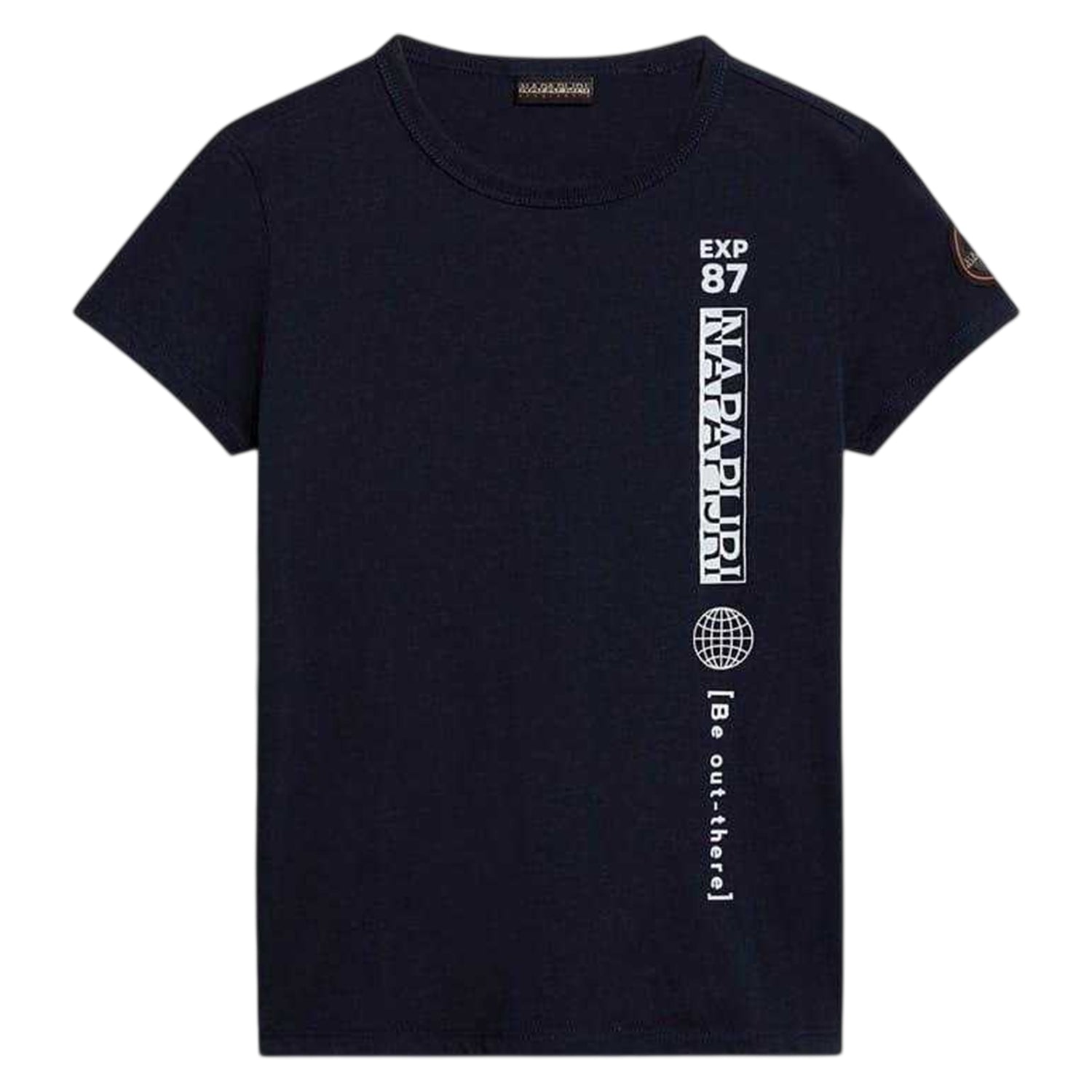 Navy Blue - Front - Napapijri Childrens-Kids Text Crew Neck T-Shirt