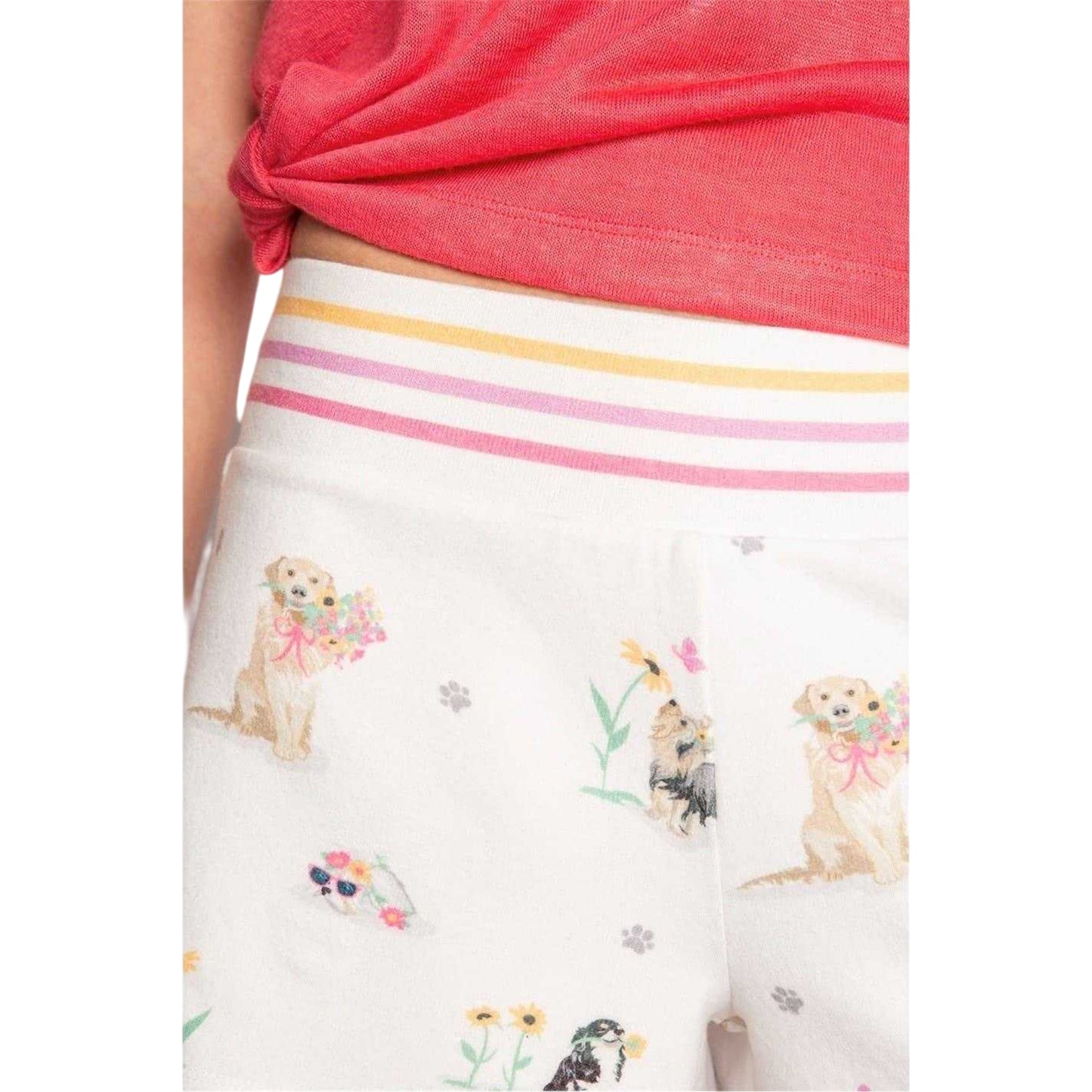Off White - Back - PJ Salvage Womens-Ladies Dog Print Lounge Shorts