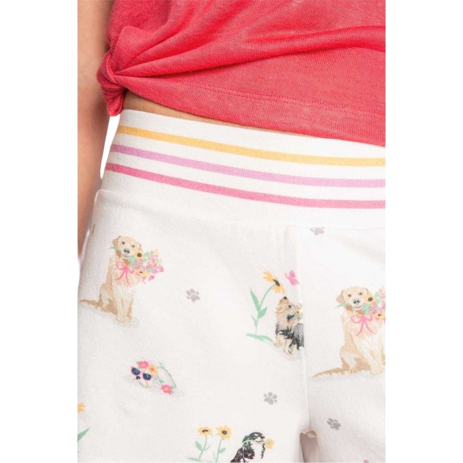 Off White - Back - PJ Salvage Womens-Ladies Dog Print Lounge Shorts