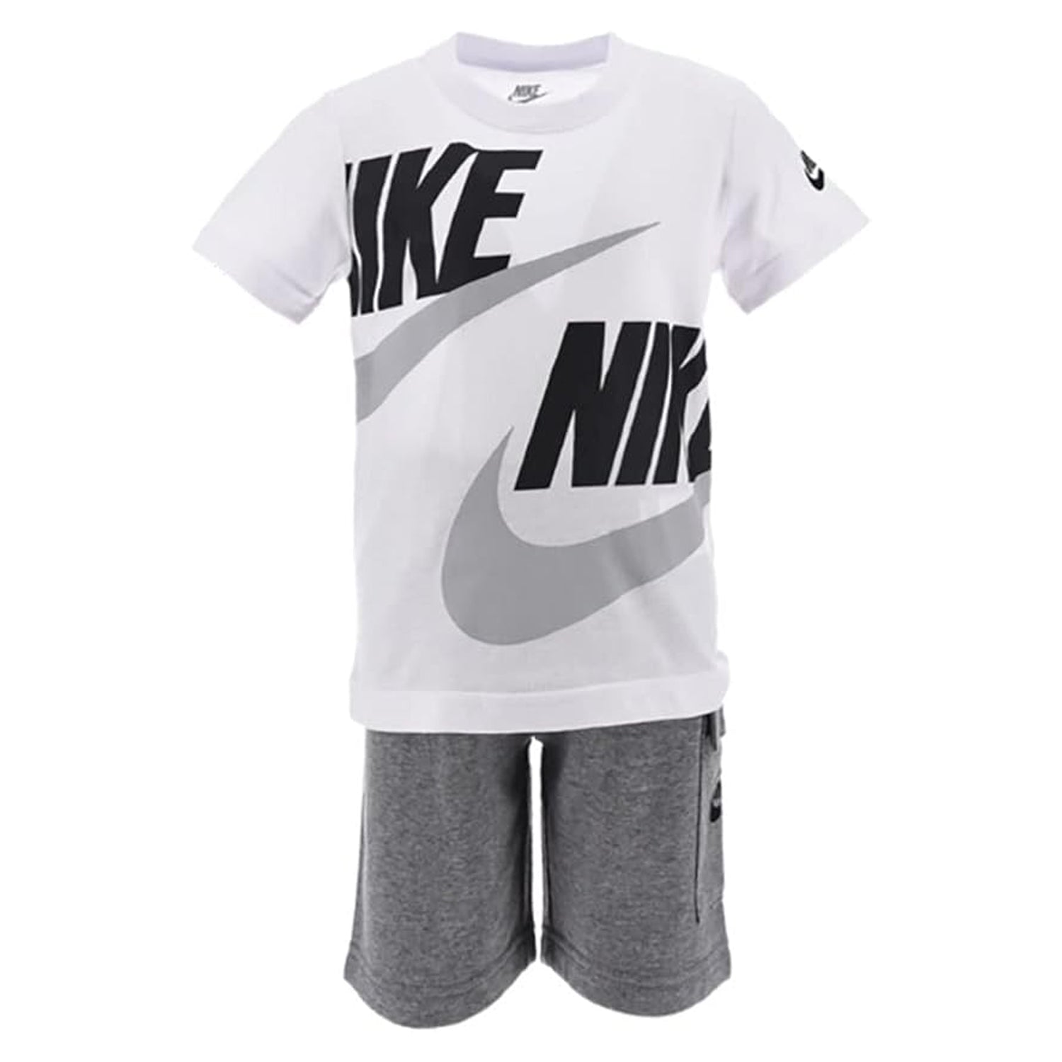 Carbon Heather - Front - Nike Childrens-Kids Wordmark T-Shirt & Shorts Set