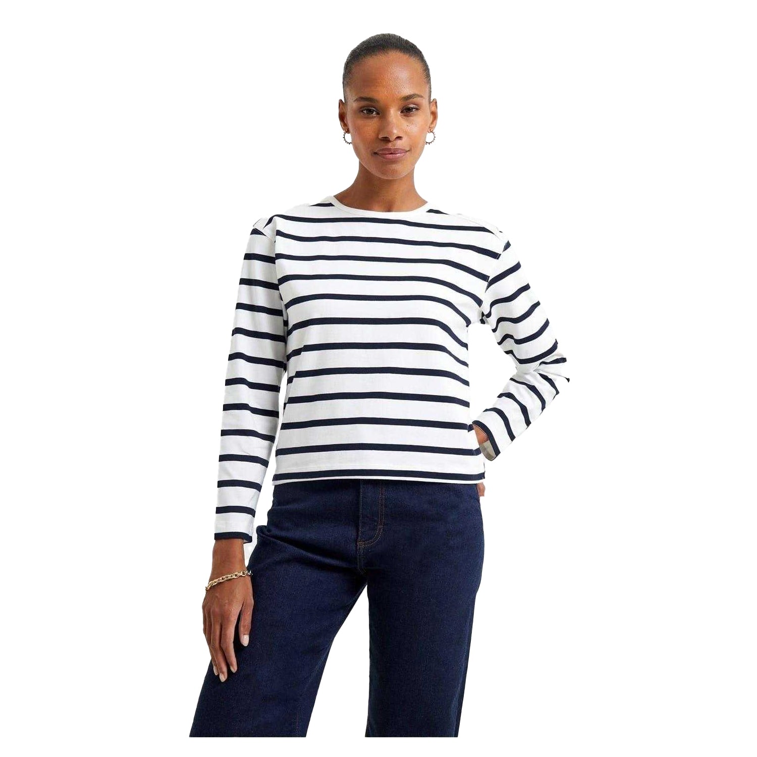 White - Back - French Connection Womens-Ladies Rallie Crew Neck Long-Sleeved T-Shirt