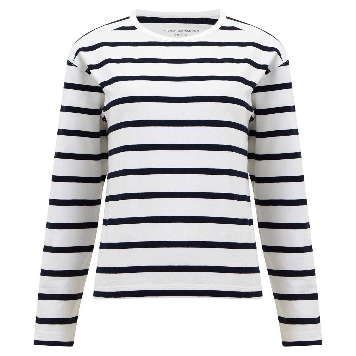 White - Front - French Connection Womens-Ladies Rallie Crew Neck Long-Sleeved T-Shirt