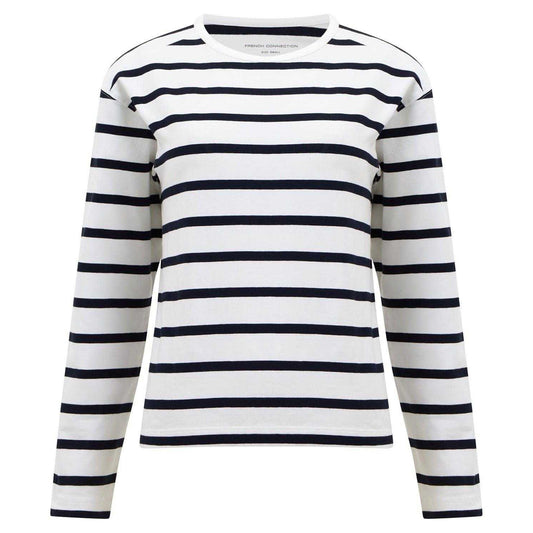 White - Front - French Connection Womens-Ladies Rallie Crew Neck Long-Sleeved T-Shirt