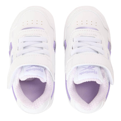 White-Purple - Side - Reebok Childrens-Kids Glide Elastic Strap Trainers