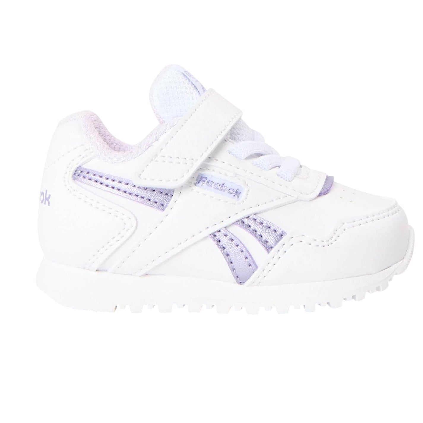 White-Purple - Front - Reebok Childrens-Kids Glide Elastic Strap Trainers