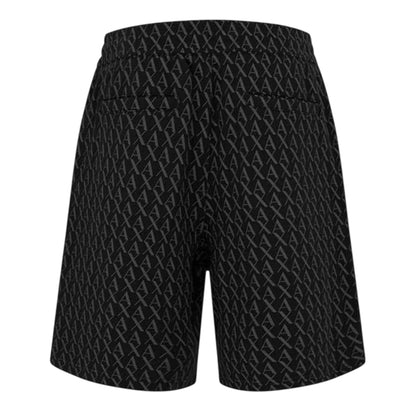 Black - Back - Armani Exchange Mens All Over Logo Shorts