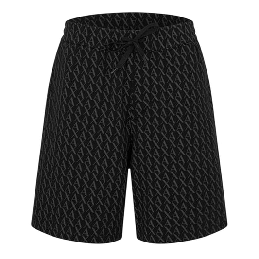 Black - Front - Armani Exchange Mens All Over Logo Shorts