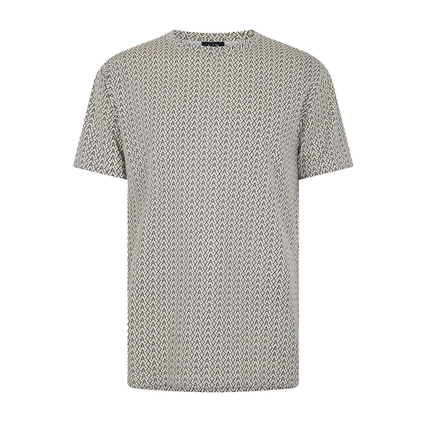 White-Black - Front - Armani Exchange Mens All-Over Print Crew Neck T-Shirt