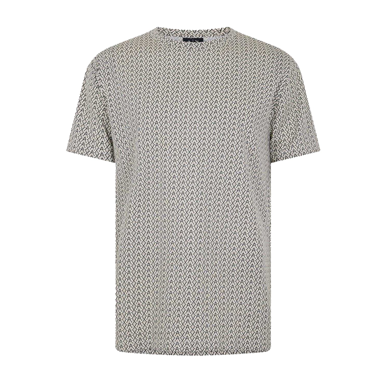 White-Black - Front - Armani Exchange Mens All-Over Print Crew Neck T-Shirt