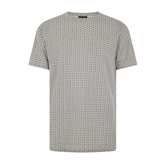 White-Black - Front - Armani Exchange Mens All-Over Print Crew Neck T-Shirt