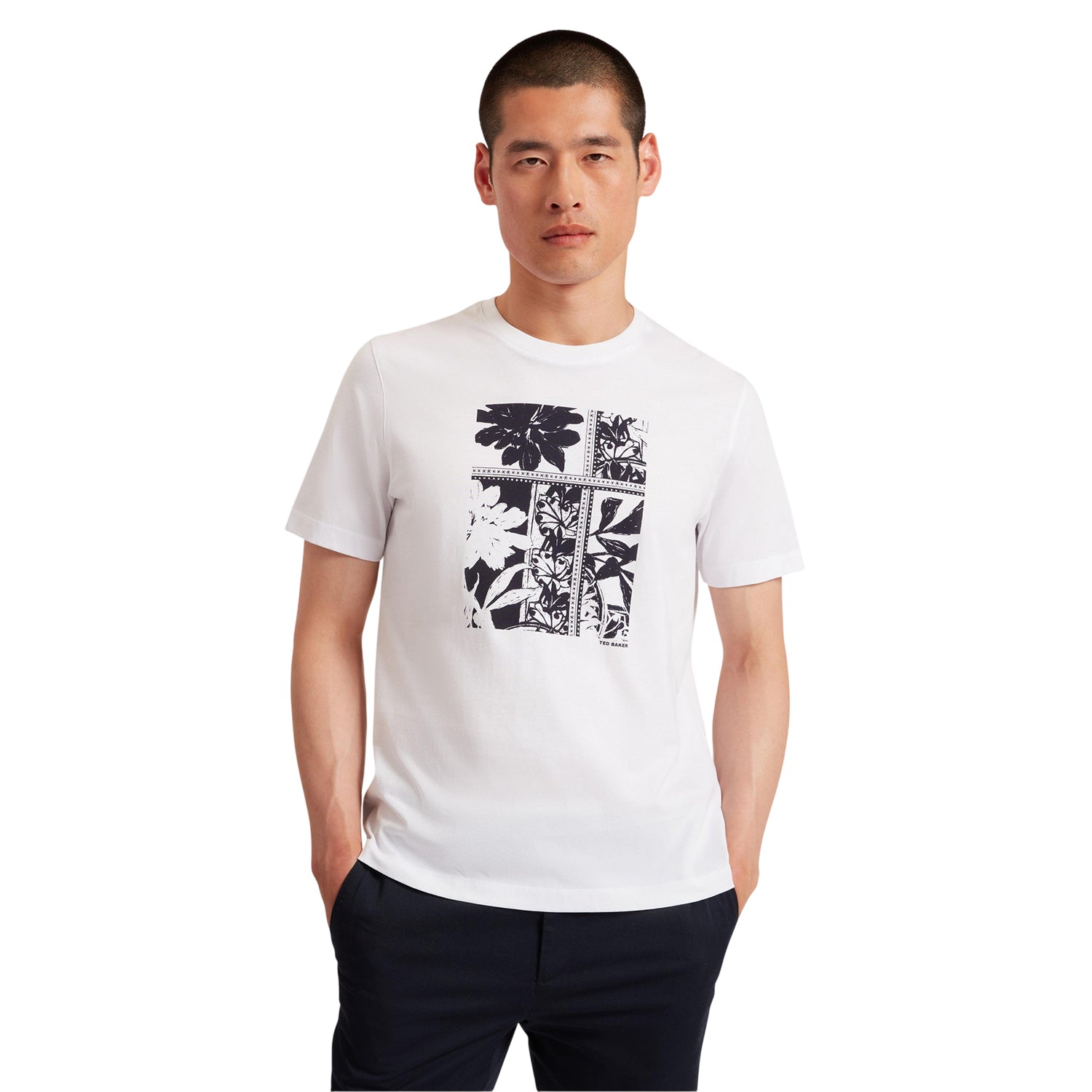 White - Side - Ted Baker Mens Box Art Crew Neck Regular T-Shirt
