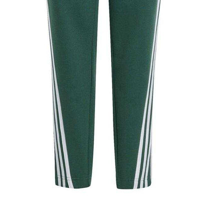 Green-White - Side - Adidas Childrens-Kids 3 Stripes Slim Jogging Bottoms