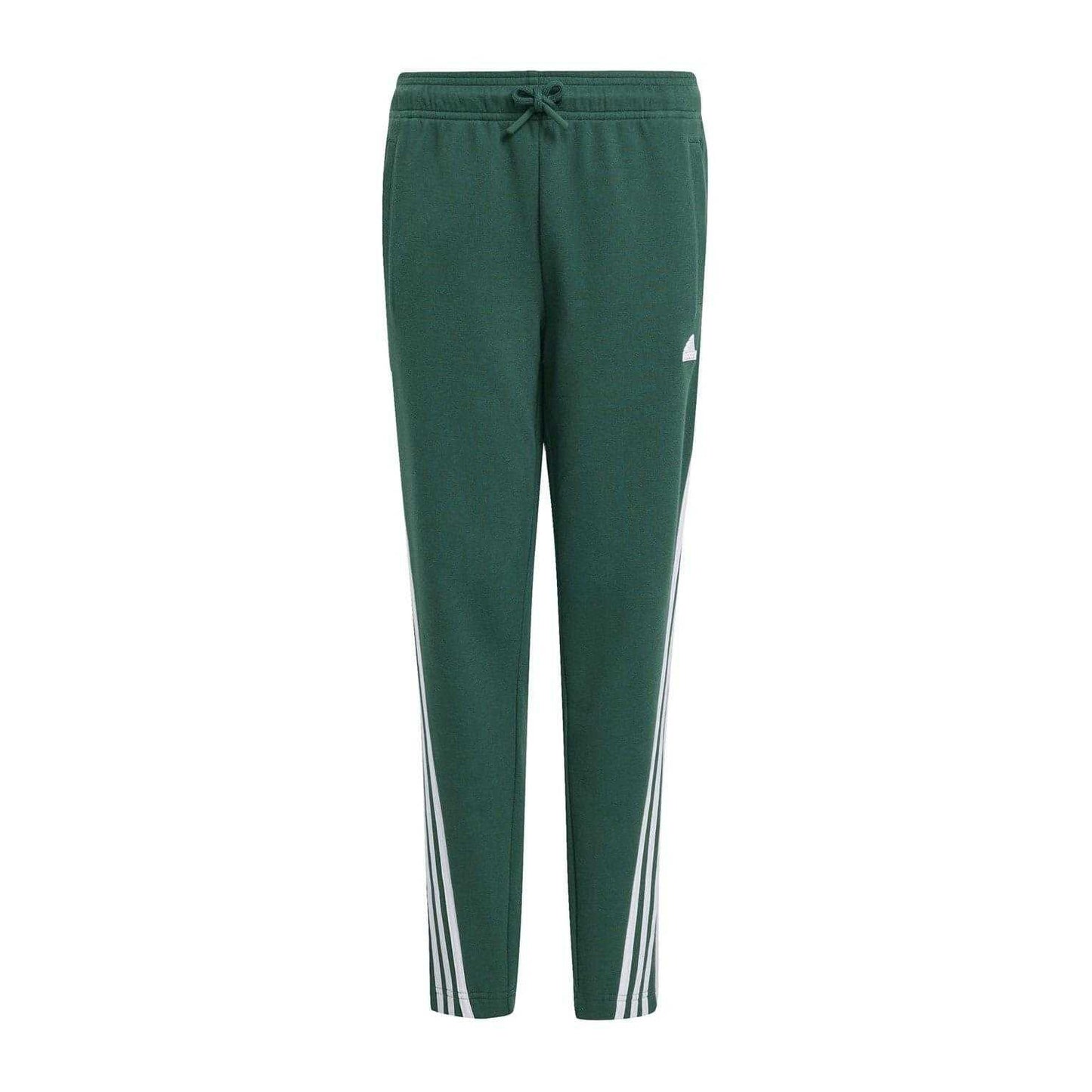Green-White - Front - Adidas Childrens-Kids 3 Stripes Slim Jogging Bottoms