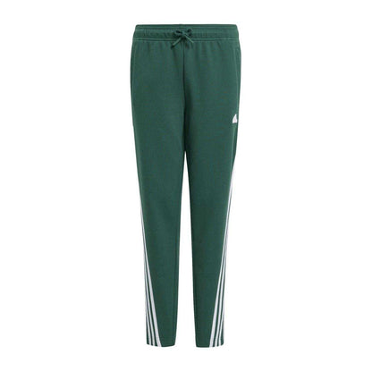 Green-White - Front - Adidas Childrens-Kids 3 Stripes Slim Jogging Bottoms