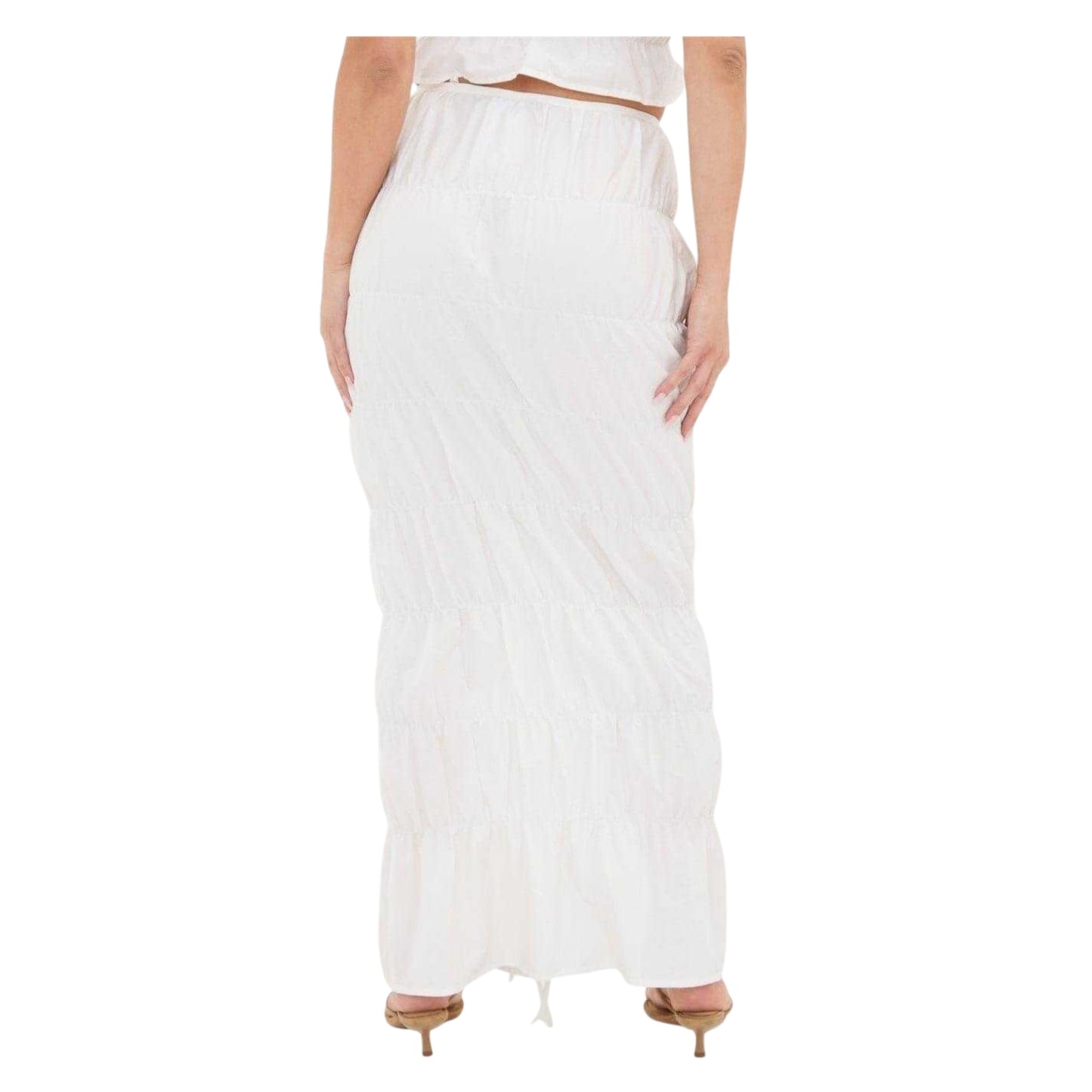 White - Back - I Saw It First Womens-Ladies Ruched Poplin Maxi Skirt
